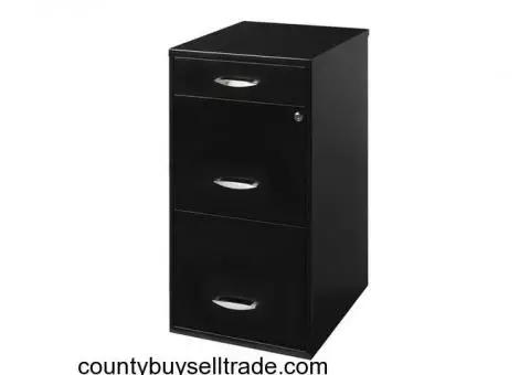 3-Drawer Accessory File Cabinet, Black